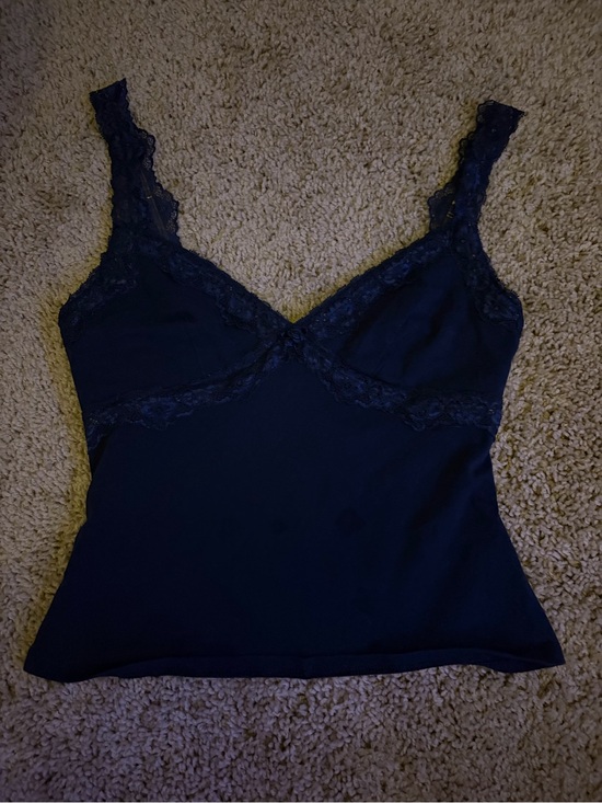 Madden Girl Tops - Madden Girl Navy Lace-Trim Camisole Tank